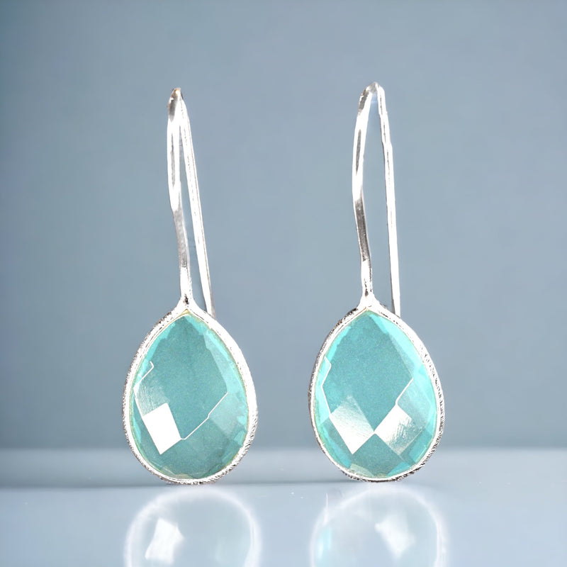 Aquamarin Earrings - 925 Sterling Silver Luxurious Gem Earrings - Ear925-105