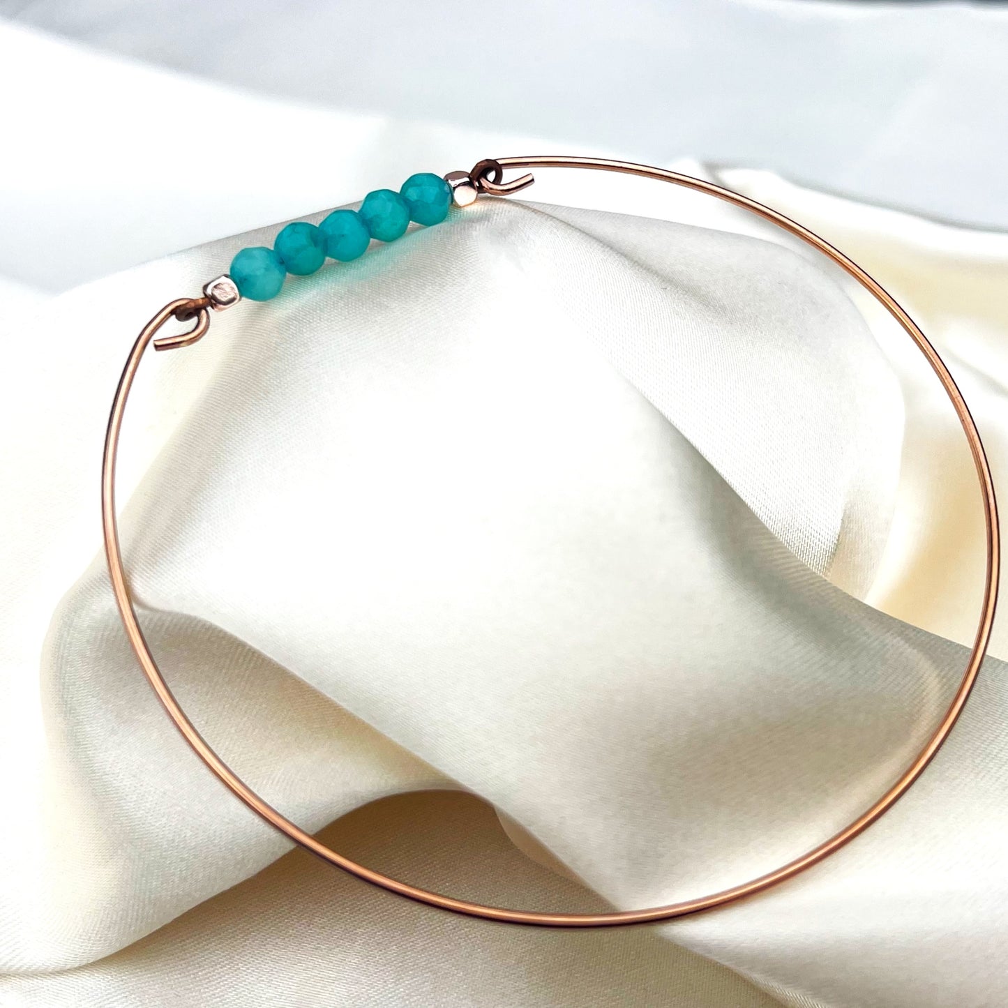 Aquamarin Bangle - Rosegold Gold Plated Maritim Summer Jewelry - Retar-33