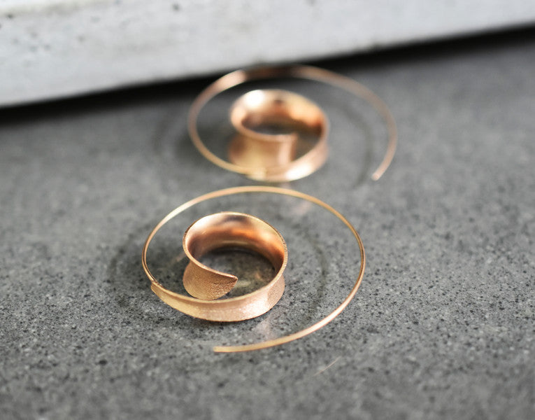 925 Rose Gold Plated Spiral Earrings Brunei II