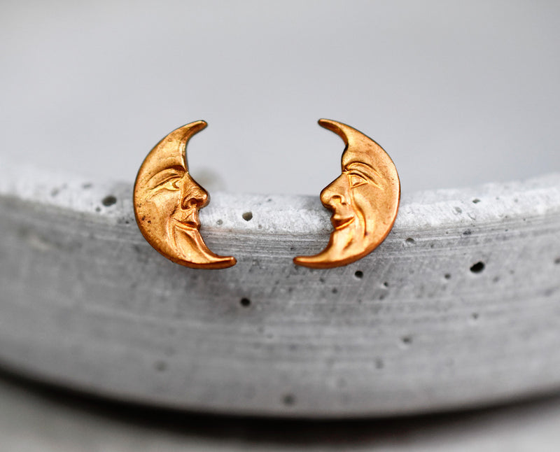 Original 70s moon stud earrings