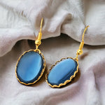 Blue Shimmering Earrings-Vintage-style gold-plated Jewelry-VINOHR-65