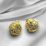 925 Gold Gold Gold Earrings "Flower of Life" - OHR925-106