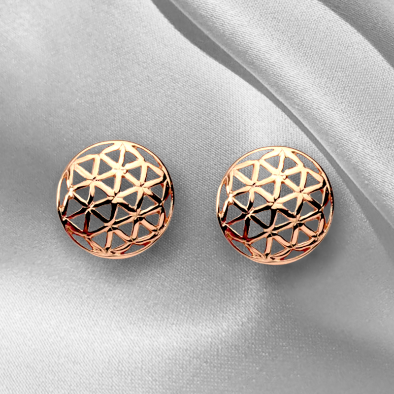 925 Rosegold Gilded Stud Earrings Flower of Life - Ear925-83