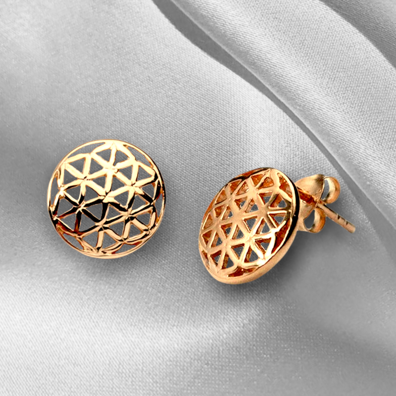 925 Rosegold Gilded Stud Earrings Flower of Life - Ear925-83