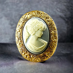 Kamee Barock Lady Brooch in Vintage Style -blue-