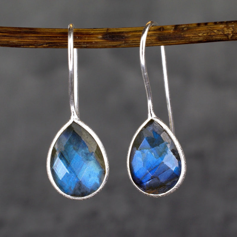 925 Sterling Silver Labradorite Earrings - Ear925-97