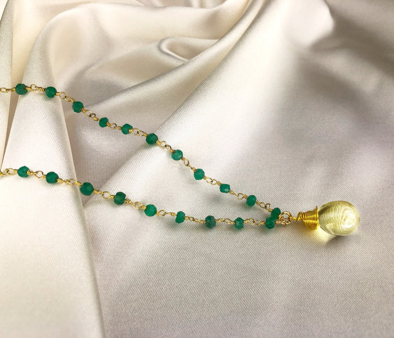 Gemstone chain with Aventurine and citrine