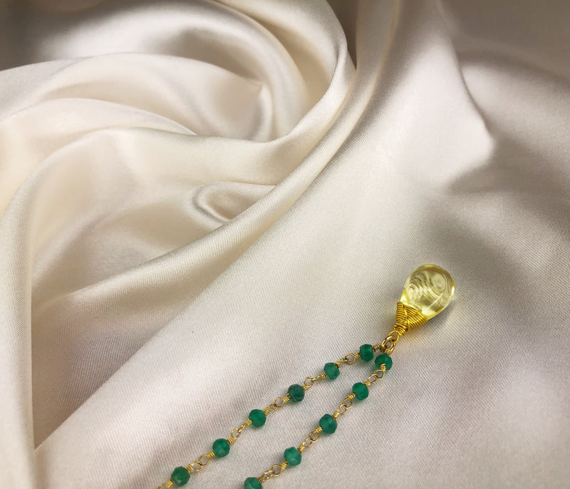 Gemstone chain with Aventurine and citrine