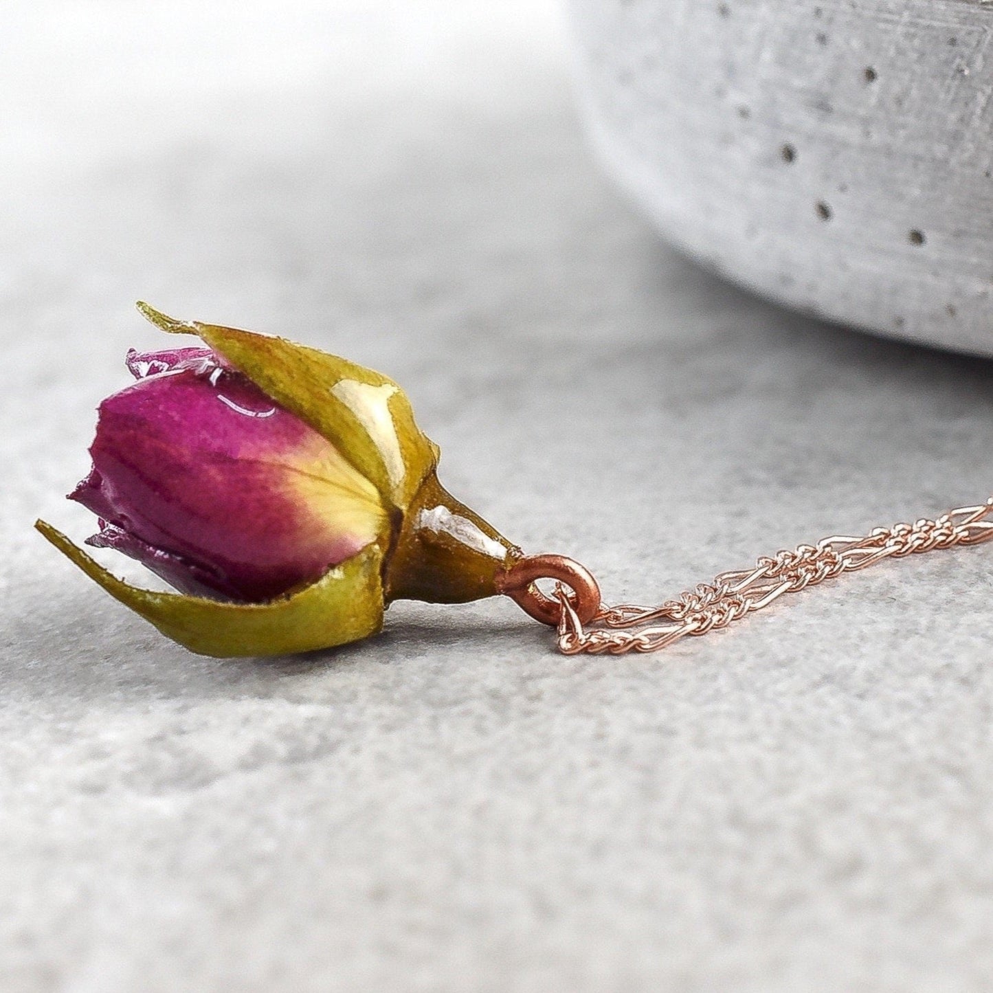 Real Rose Chain - Romantic Jewelry from 925 Sterling Rosegold Gold Plated - Nature Jewelry - K925-50
