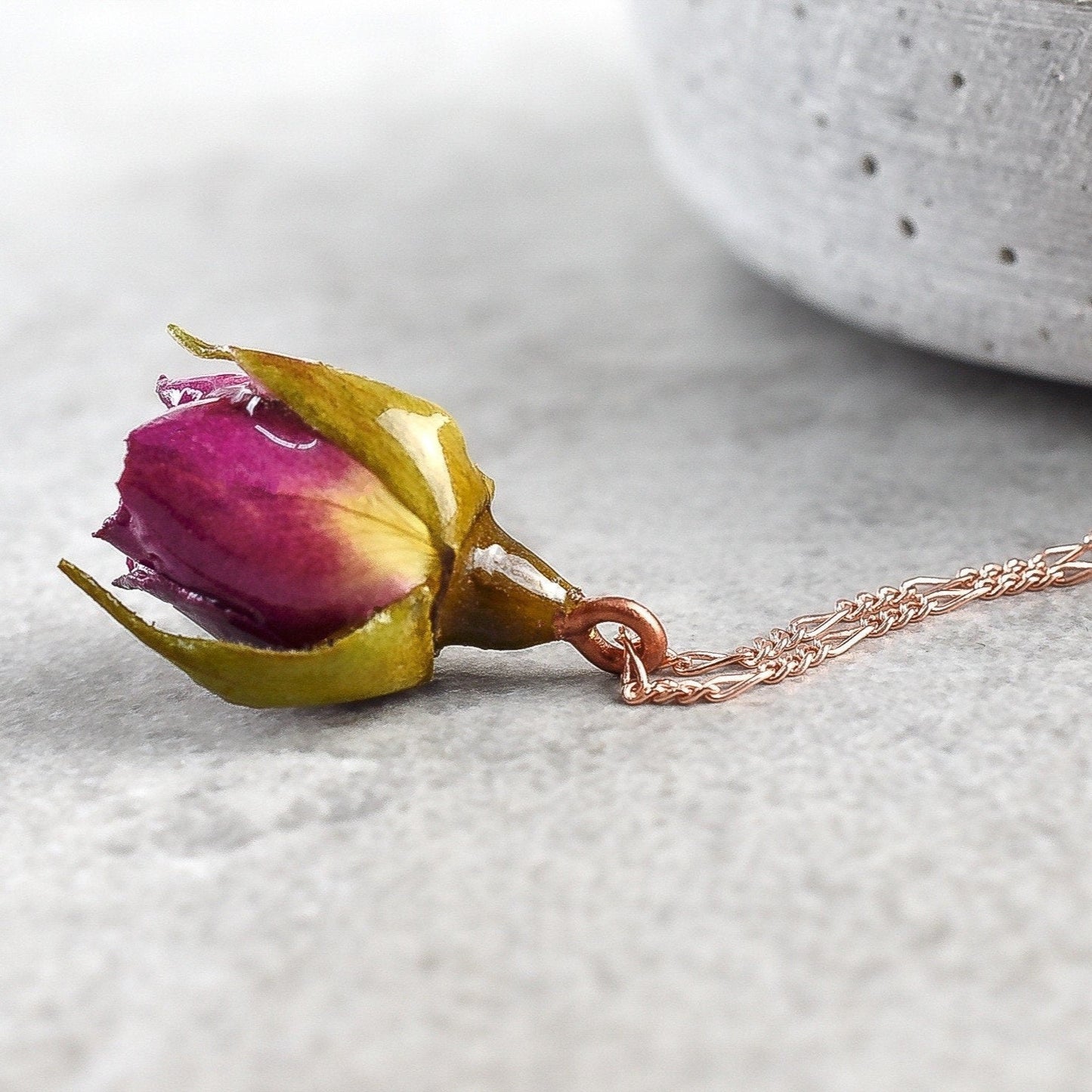 Real Rose Chain - Romantic Jewelry from 925 Sterling Rosegold Gold Plated - Nature Jewelry - K925-50