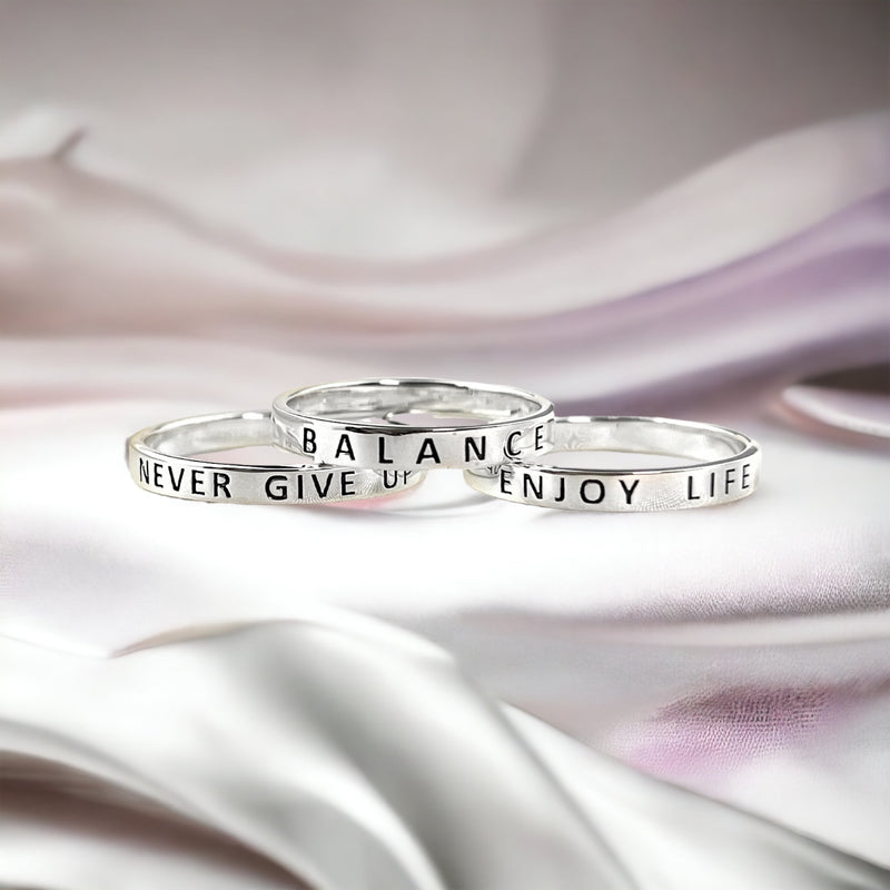 Love The Journey Ring - 925 Sterling Silver Engraving Stamp Finger Ring - RG925-55