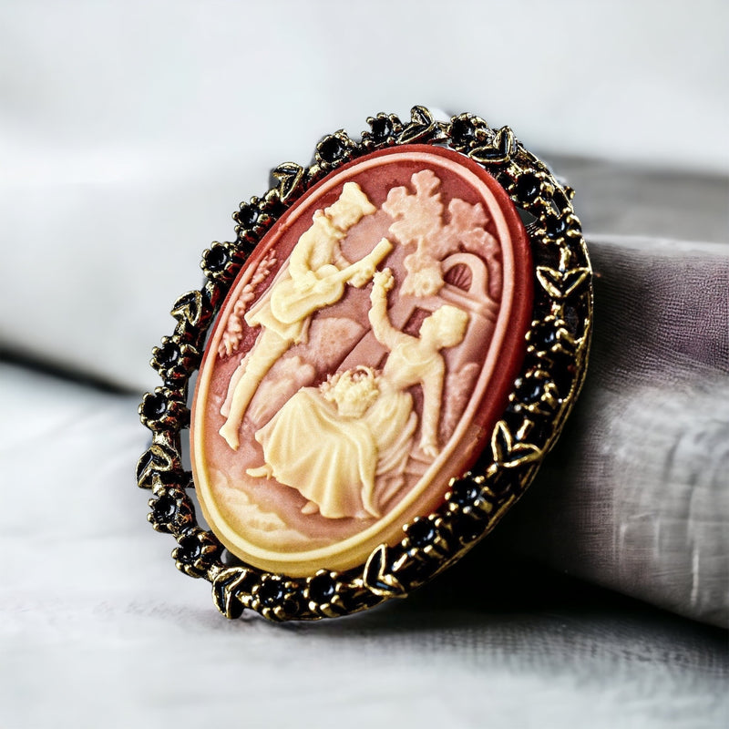 Barock Love Couple Pendants Necklace-Bronze Kamee Vintage Style-VIK-79