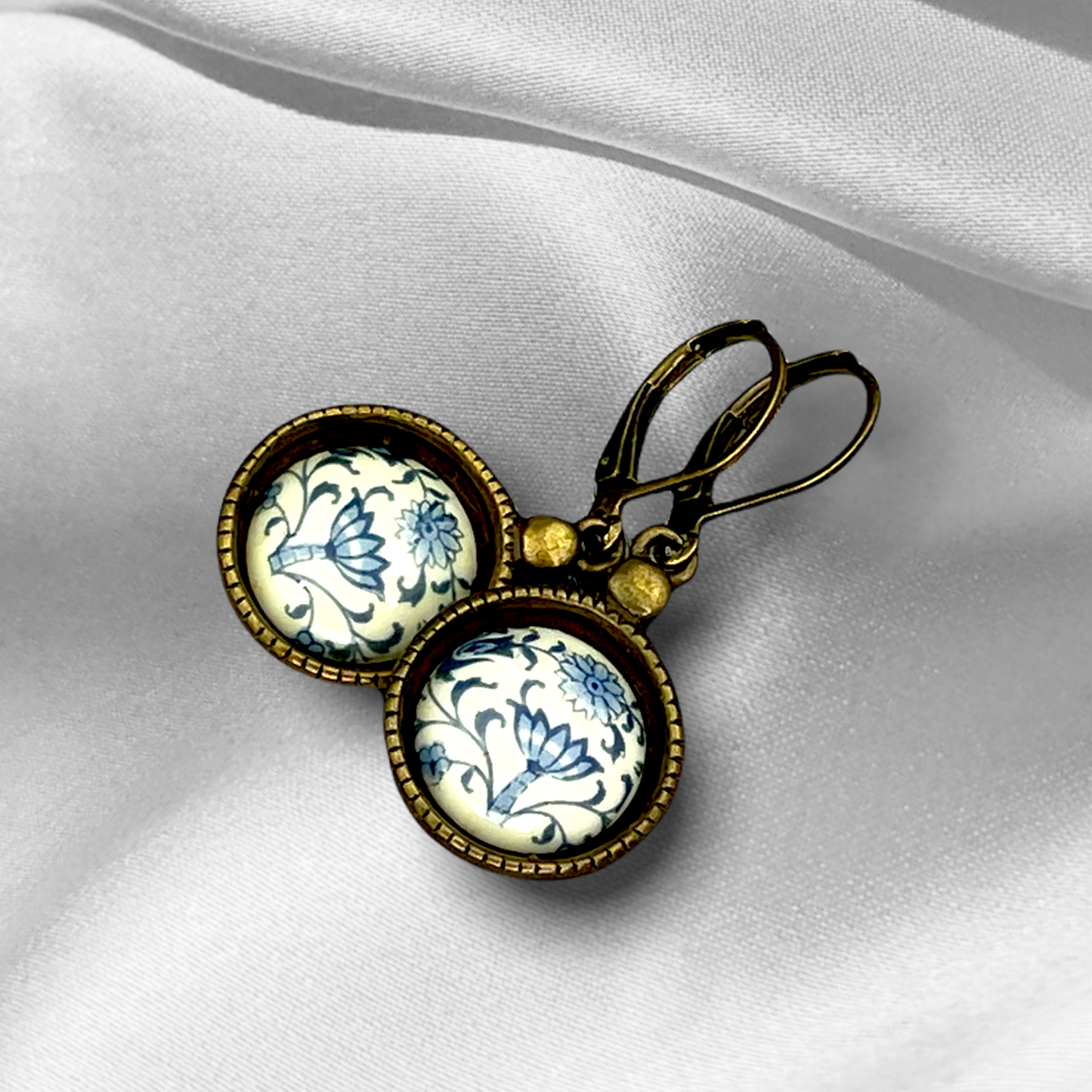 Tiles Vintage porcelain earrings in vintage style - vinohr-88