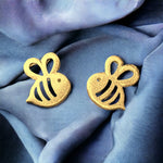 Bee Mini Stud Earrings - 925 Sterling Gold Gilded Earrings - Ear925-98