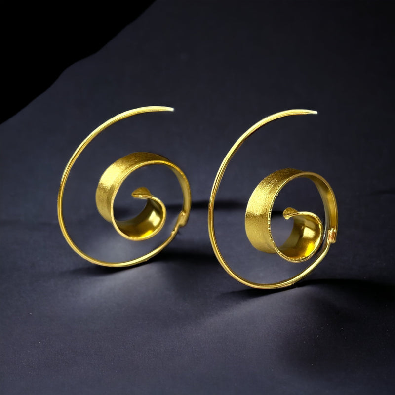 Gold Spiral Earrings - 925 Sterling Gold Gold Plated Creole Luxurious Elegant Earrings Ear925-70