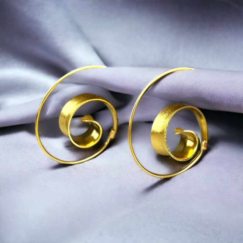 Gold Spiral Earrings - 925 Sterling Gold Gold Plated Creole Luxurious Elegant Earrings Ear925-70