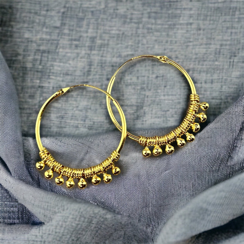 925 Sterling Gold Plated Gyspy Hoop Earrings - OHR925-126