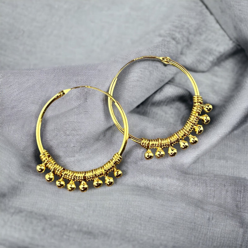 925 Sterling Gold Plated Gyspy Hoop Earrings - OHR925-126