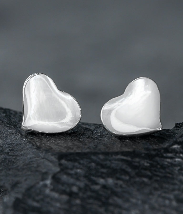 925 sterling silver stud earrings "mother-of-pearl hearts"