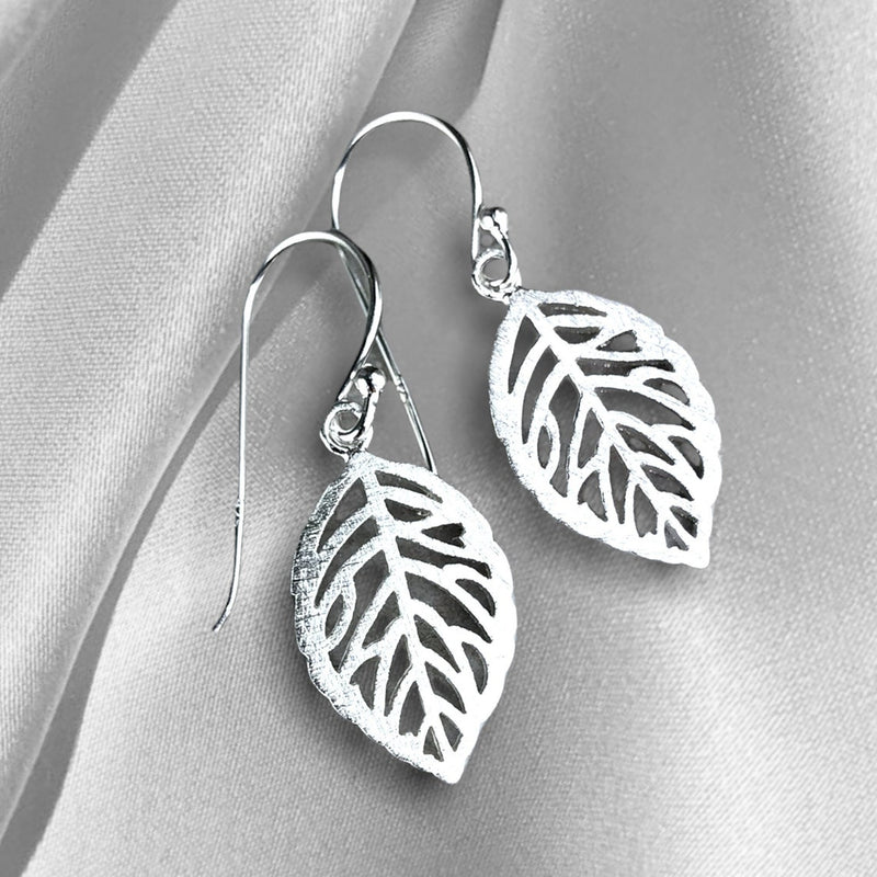 925 sterling earrings "silver leaves" - Ear925-12
