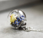 Wildflowers Necklace - Colorful Flowers Forget-Meinnicht Jasmine 925 Sterling Silver Chain - K925-116