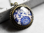 Tiles Glass Pendant Chain - Bronze Oriental Tile Playful Chain - VIK-54