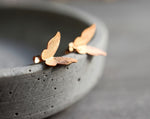 Mini Butterflies Stud Earrings - Minimalist 925 Rose Gold Plated Earrings - Ear925-46