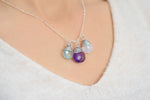 Gemstone chain with aquamarine moonstone & amethyst - 925 sterling silver - K925-133