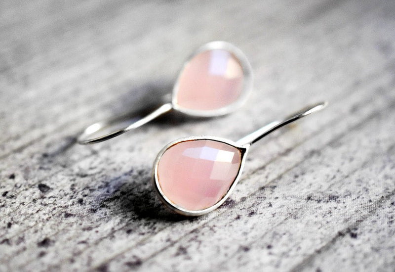 925 Sterling Silver Rose Quartz Earrings - Elegant Gemstone Jewelry Ear925-102