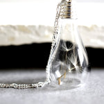 Pustflumen Seeds Drop Pendant Necklace - 925 Sterling Silver Botany Minimalist Chain - K925-22