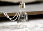 Pustflumen Seeds Drop Pendant Necklace - 925 Sterling Silver Botany Minimalist Chain - K925-22