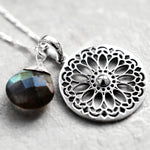 Labradorite Gemstone Mandala Jewelry Set - 925 Sterling Silver Meditation Chain - K925-118