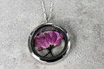 Japanese Cherry Blossom Medallion-925 Sterling Silver Chain Sakura cherry blossom pendant-K925-79