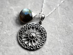 Labradorite Gemstone Mandala Jewelry Set - 925 Sterling Silver Meditation Chain - K925-118