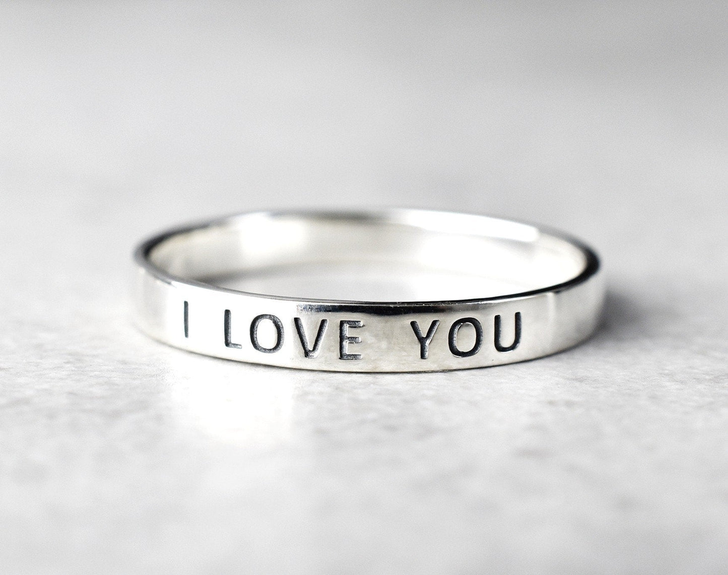 I Love You Ring - 925 Sterling Silver Engraving Stamp Unisex Finger Ring - RG925-53