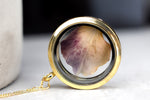 Hydrangeablade Gold Glass Medallion Pendant Chain - 925 Sterling Gold Plated Floral Necklace - K925-146