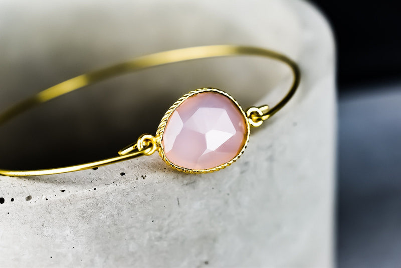 Rose Quartz Bracelet-Gilded Gemstone RETARM-26