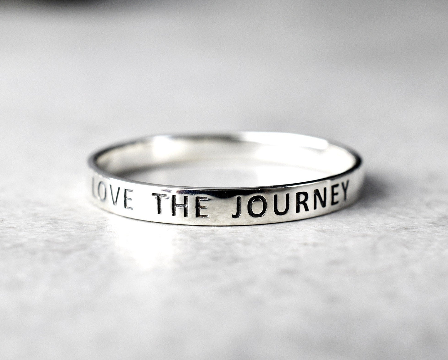 Love The Journey Ring - 925 Sterling Silver Engraving Stamp Finger Ring - RG925-55