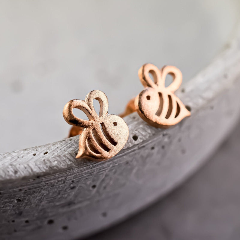 Biene Mini Earrings-925 Sterling Rosegold Gold-plated Earrings-OHR925-40