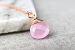 Rose Quartz Drop Chain 925 Sterling Rosegold Gold Plated Pink Gem Aura Necklace K925-71