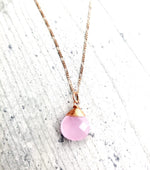 Rose Quartz Drop Chain 925 Sterling Rosegold Gold Plated Pink Gem Aura Necklace K925-71