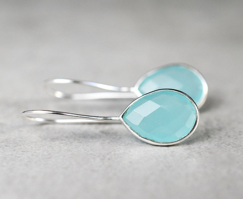 Aquamarin Earrings - 925 Sterling Silver Luxurious Gem Earrings - Ear925-105