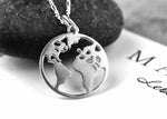 World Map Silhouette Pendant - 925 Sterling Silver Globetrotter World Tour Trailer Necklace - K925-143