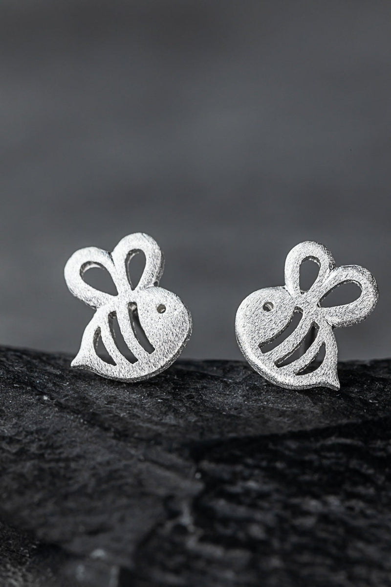 Bee Mini Stud Earrings - 925 Sterling Silver Earrings - Stamina Creativity Symbol Jewelry - Ear925-90