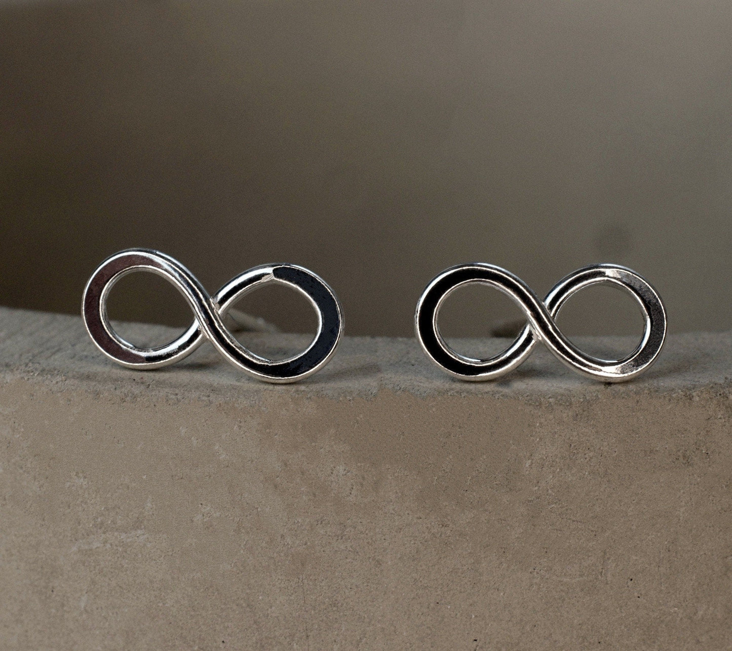 Infinity Mini Stud Earrings - 925 Sterling Silver Minimalist Jewelry - Ear925-110