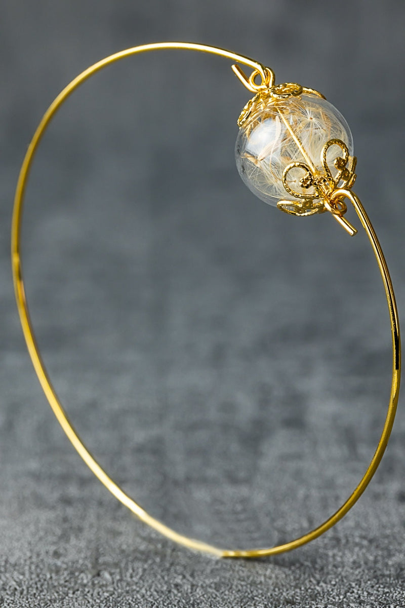 Dandelion Pust Floral Bangle - Gold Gold Plated Terarrium Jewelry - Retar-15