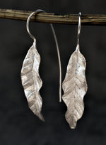 Long Leaves Earrings-925 Sterling Silver Earrings-Elegant Naturschmuck-OHR925-122