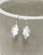 Autumn leaves silver earrings - 925 sterling matt leaves 3D earrings - Ear925-30