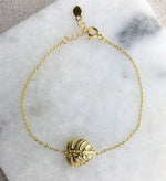 Monstera Leaf Gold Bracelet - 925 Sterling Gold Gilded Nature Jewelry - Arm925-46