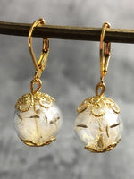 Real Pusteblumen Earrings Gold Earrings with Lion Tooth seeds VINOHR-71